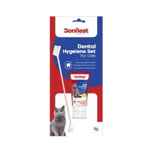 ست خمیر دندان و مسواک گربه بونست پنیر Bonnest وزن 50 گرم