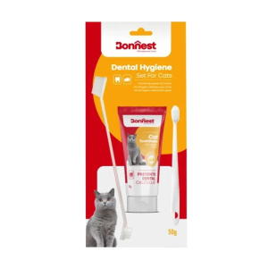 ست خمیر دندان و مسواک گربه بونست پنیر Bonnest وزن 50 گرم