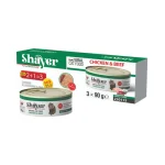 پک کنسرو سه عددی گربه بالغ شایر نچرال مرغ و گوشت Shayer وزن 270 گرم