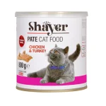 کنسرو گربه بالغ شایر پته مرغ و بوقلمون Shayer وزن 800 گرم