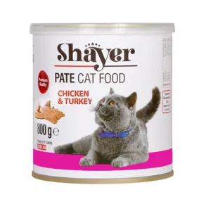 کنسرو گربه بالغ شایر پته مرغ و بوقلمون Shayer وزن 800 گرم