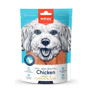 تشویقی سگ ونپی مرغ و پنیر Wanpy Jerkey & Cheese Slices وزن 100 گرم