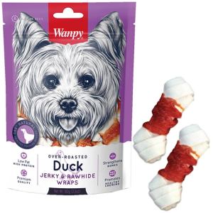 تشویقی سگ ونپی اردک Wanpy Jerky & Rawhide Wraps وزن 100 گرم