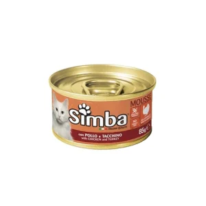 کنسرو گربه بالغ سیمبا موس مرغ و بوقلمون Simba وزن 85 گرم
