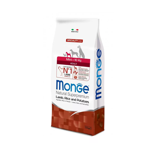 8009470011556 غذای خشک سگ بالغ نژاد کوچک مونژه بره، برنج سیب زمینی Monge وزن 7.5 کیلوگرم