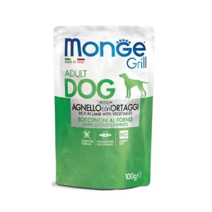 پوچ سگ مونژه چانک گوشت بره و سبزیجات Monge وزن 100 گرم