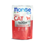 پوچ بچه گربه مونژه ماهی سالمون در ژل Monge وزن 85 گرم