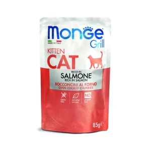 پوچ بچه گربه مونژه ماهی سالمون در ژل Monge وزن 85 گرم