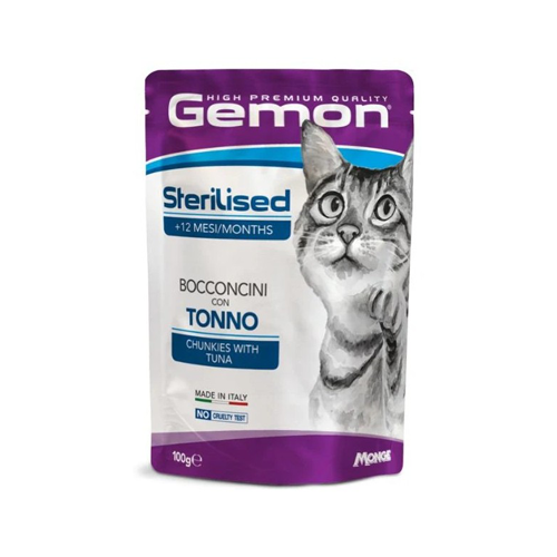 8009470300902 پوچ گربه بالغ جمون عقیم شده چانک ماهی تن Gemon وزن 100 گرم