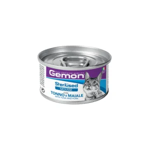 کنسرو گربه عقیم شده جمون ماهی تن و خوک Gemon وزن 85 گرم