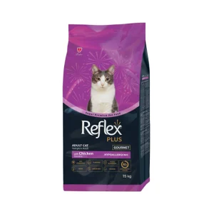غذای خشک گربه بالغ رفلکس پلاس گورمت Reflex وزن 15 کیلوگرم
