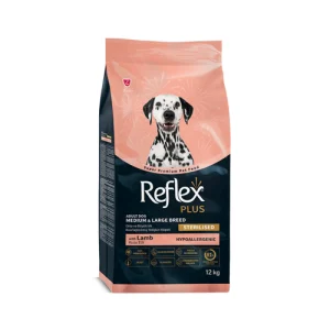 غذای خشک سگ بالغ نژاد متوسط و بزرگ رفلکس پلاس عقیم شده بره Reflex وزن 12 کیلوگرم