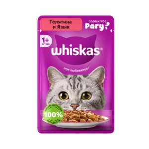 پوچ گربه بالغ ویسکاس گوساله و زبان در سس Whiskas وزن 85 گرم