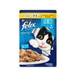 پوچ گربه بالغ فلیکس مرغ در ژل Felix وزن 85 گرم