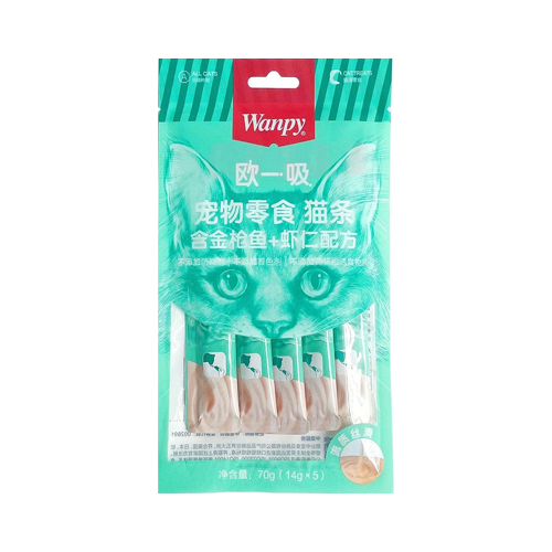 6927749807377 بستنی گربه ونپی میگو و ماهی تن Wanpy بسته ۵ عددی