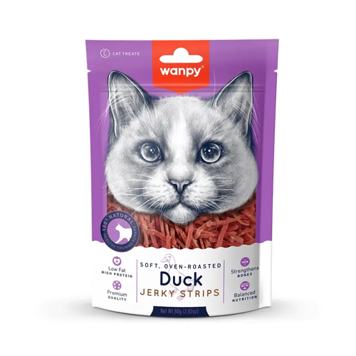 6927749811466 تشویقی گربه ونپی اردک Duck Jerky Strips وزن 80 گرم