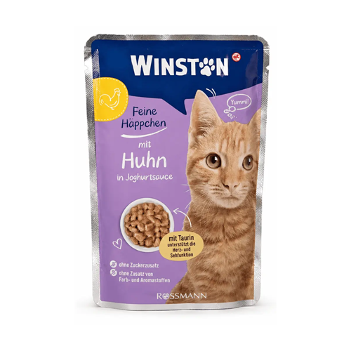 4305615279701 پوچ گربه وینستون مرغ در سس ماست Winston وزن 100 گرم