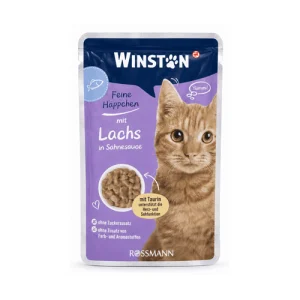 پوچ گربه وینستون ماهی سالمون در سس خامه Winston وزن 100 گرم