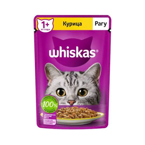 4660085514074 پوچ گربه بالغ ویسکاس مرغ در سس Whiskas وزن 85 گرم