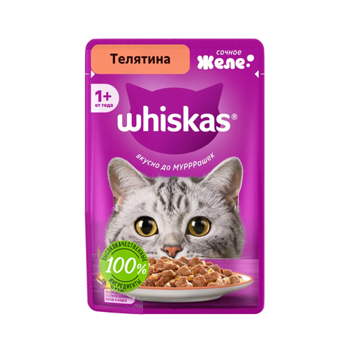 4670082520701 پوچ گربه بالغ ویسکاس گوساله در ژل Whiskas وزن 85 گرم