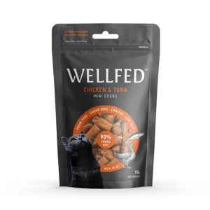 تشویقی گربه ولفد ماهی تن و مرغ Wellfed وزن 50 گرم