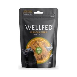 تشویقی گربه ولفد مرغ و کتنیپ Wellfed وزن 50 گرم