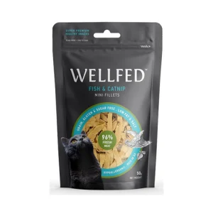 تشویقی گربه ولفد ماهی تن و کتنیپ Wellfed وزن 50 گرم