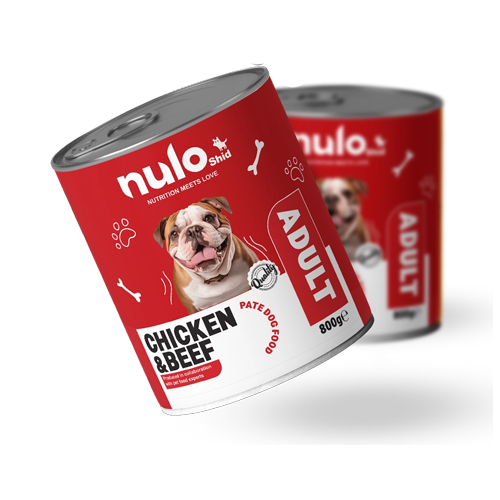 62603039284855 کنسرو سگ بالغ نولو شید پته مرغ و گوشت Nulo Shid وزن 800 گرم