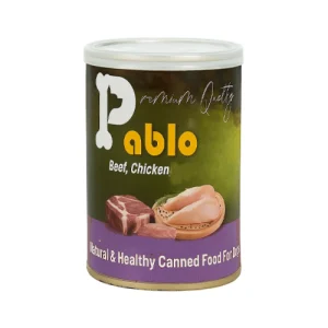 کنسرو سگ بالغ سوپرپرمیوم پابلو پته مرغ و گوشت گوساله Pablo وزن 430 گرم