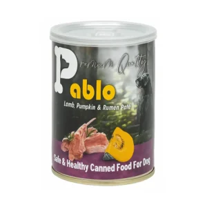 کنسرو سگ بالغ سوپرپرمیوم پابلو پته بره، کدو تنبل و سیرابی Pablo وزن 430 گرم