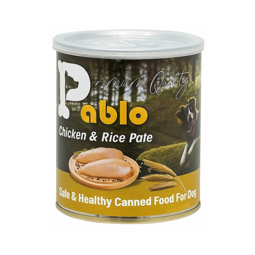 6265717305327 کنسرو سگ بالغ سوپرپرمیوم پابلو پته مرغ و برنج Pablo وزن 800 گرم