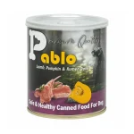 کنسرو سگ بالغ سوپرپرمیوم پابلو پته بره، کدو تنبل و سیرابی Pablo وزن 800 گرم