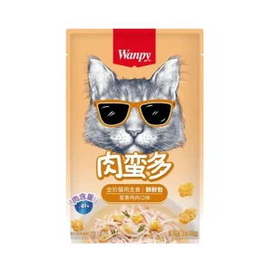 پوچ گربه ونپی مرغ و تخم مرغ Wanpy وزن 80 گرم