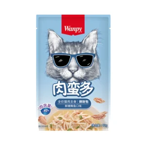 پوچ گربه ونپی مرغ و ماهی تن Wanpy وزن 80 گرم