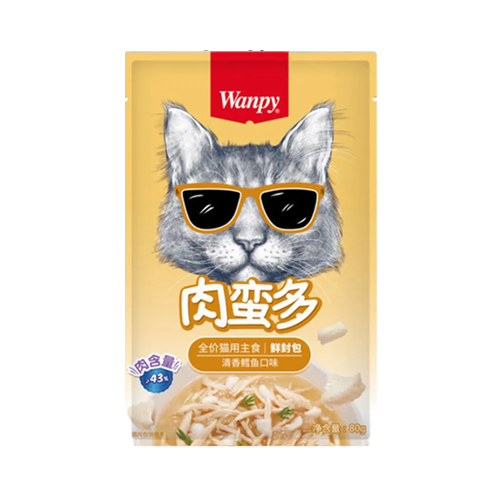 6927749892687 پوچ گربه ونپی مرغ و ماهی کاد Wanpy وزن 80 گرم