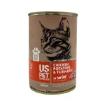 کنسرو گربه بالغ یو اس پت پته ماهی، سیب زمینی و زردچوبه Us Pet وزن 430 گرم
