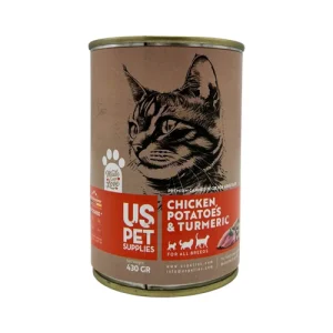 کنسرو گربه بالغ یو اس پت پته ماهی، سیب زمینی و زردچوبه Us Pet وزن 430 گرم