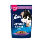 پوچ گربه بالغ فلیکس بره در ژل Felix وزن 85 گرم