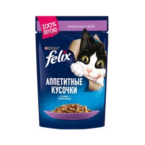 پوچ گربه بالغ فلیکس بره در ژل Felix وزن 85 گرم