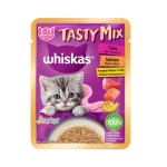 پوچ بچه گربه ویسکاس ماهی تن، سالمون و کدو حلوایی در ژل Whiskas وزن 70 گرم
