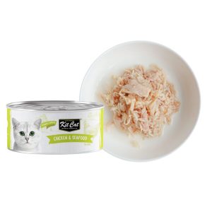 کنسرو گربه بالغ کیت کت مرغ و دریایی در ژل Kit Cat وزن 80 گرم