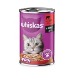 کنسرو گربه بالغ ویسکاس گوشت گاو در سس Whiskas وزن 400 گرم