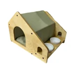 کلبه چوبی سگ و گربه همراه ظرف غذا KFM مدل HO-15A