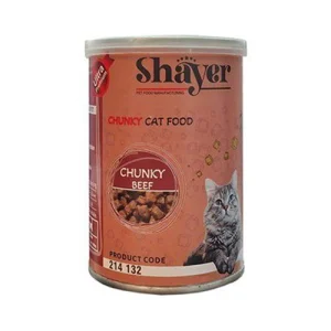 کنسرو گربه شایر چانک گوشت گاو Shayer وزن 400 گرم