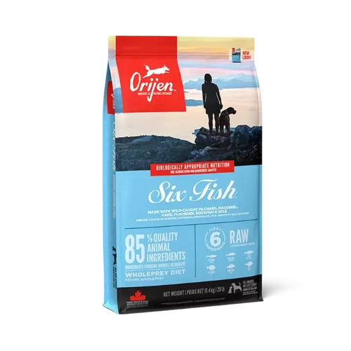 064992183202 (1) غذای خشک سگ بالغ اوریجن Orijen Six Fish وزن 2 کیلوگرم