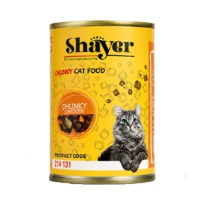 کنسرو گربه شایر چانک مرغ در سس کدو حلوایی Shayer وزن 400 گرم