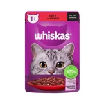 پوچ گربه بالغ ویسکاس گوشت گاو در سس Whiskas وزن 85 گرم