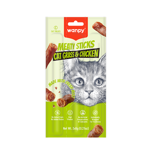 6927749811732 تشویقی مدادی گربه ونپی مرغ و علف گربه Wanpy تعداد 3 عدد