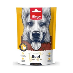 تشویقی سگ ونپی گوشت گاو نواری Wanpy Beef Jerky Slices وزن 100 گرم
