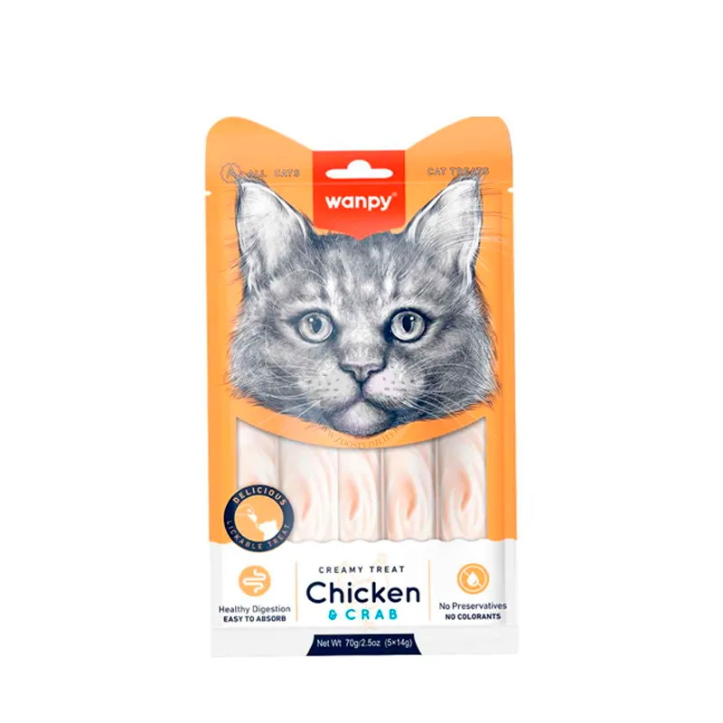 6927749871217 تشویقی بستنی گربه ونپی مرغ و خرچنگ 5 عدد Wanpy وزن 70 گرم